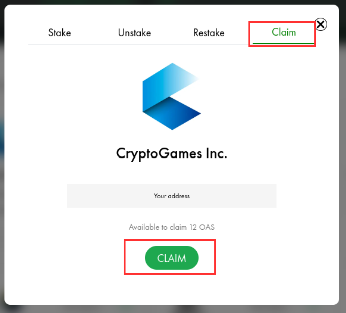 Claim modal