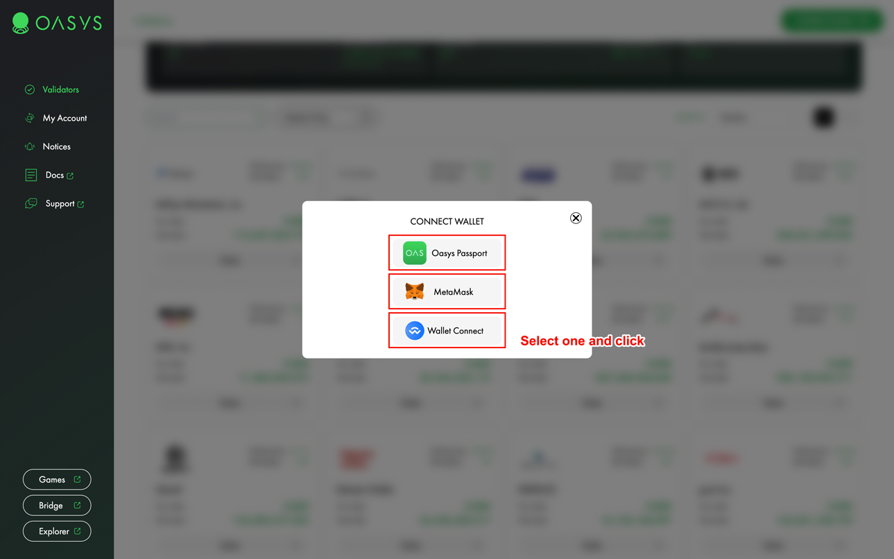 Wallet selection modal